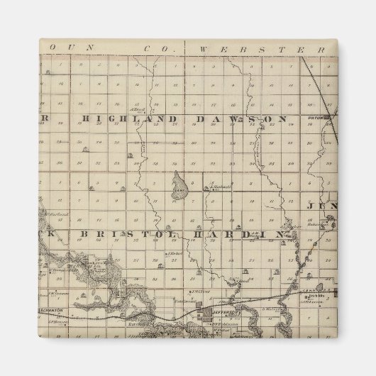 Aimant Carte du comté de Greene, État de l'Iowa (Devant)