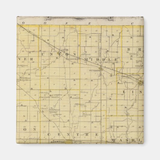 Aimant Carte du comté de Hendricks (Devant)