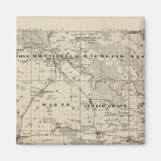 Aimant Carte du comté de Jones, État de l'Iowa (Devant)