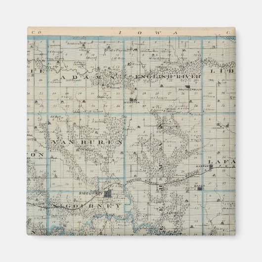 Aimant Carte du comté de Keokuk, État de l'Iowa (Devant)