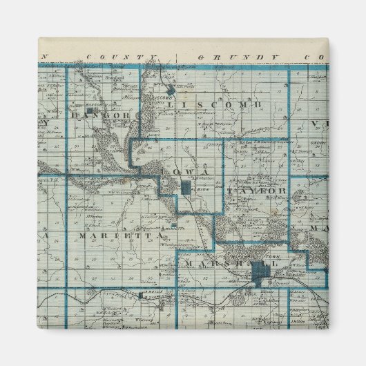 Aimant Carte du comté de Marshall, État de l'Iowa (Devant)