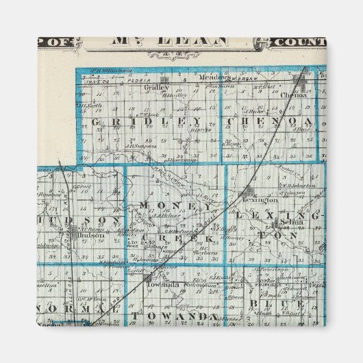 Aimant Carte du comté de McLean et du Roy (Devant)