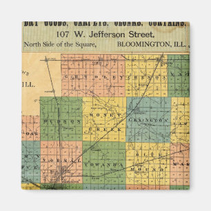 Aimant Carte du comté de McLean, Illinois, 1886