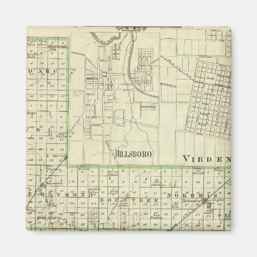 Aimant Carte du comté de Montgomery, Hillsboro et Virden (Devant)