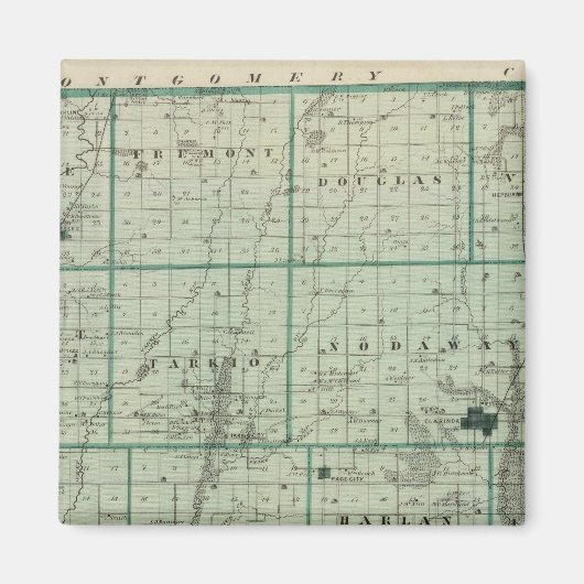 Aimant Carte du comté de Page, État de l'Iowa (Devant)