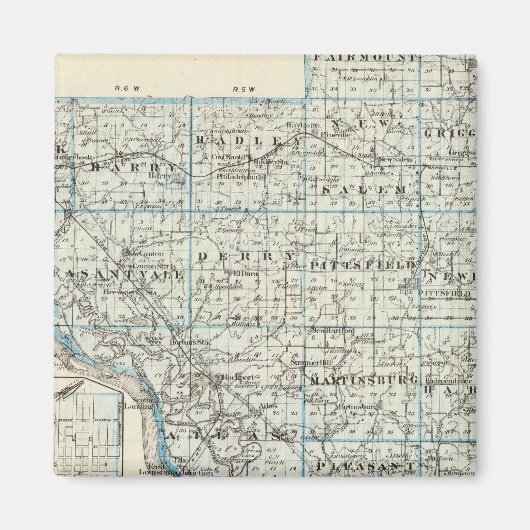 Aimant Carte du comté de Pike et de Pittsfield (Devant)