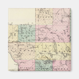 Aimant Carte du comté de Polk, État du Wisconsin