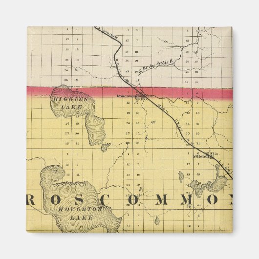 Aimant Carte du comté de Roscommon, Michigan (Devant)