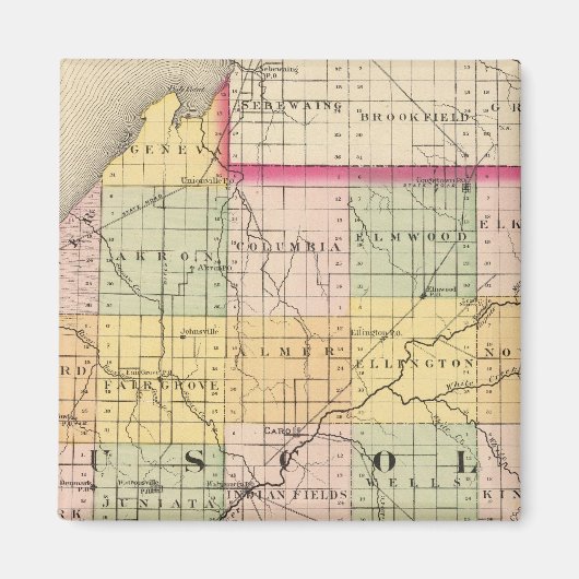 Aimant Carte du comté de Tuscola, Michigan (Devant)