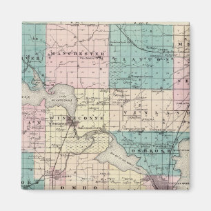 Aimant Carte du comté de Winnebago, État du Wisconsin