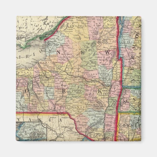 Aimant Carte Du Comté Des États De New York (Devant)