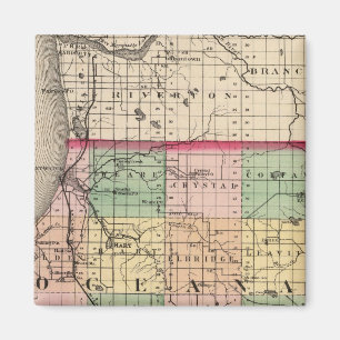 Aimant Carte du comté d'Oceana, Michigan
