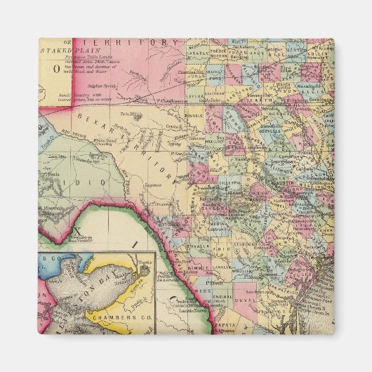 Aimant Carte Du Comté Du Texas (Devant)