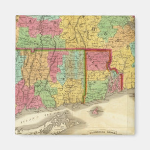 Aimant Carte du Connecticut et de l'île de Rhode du Mass