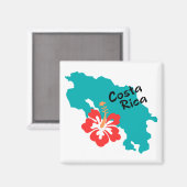 Aimant Carte du Costa Rica avec hibiscus (Recto/Verso)