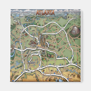 Aimant Carte du dessin animé Atlanta Georgia