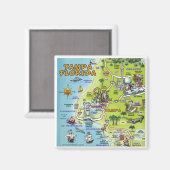 Aimant Carte du dessin de Tampa en Floride (Recto/Verso)