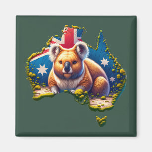 Aimant Carte du drapeau australien Koala Bear