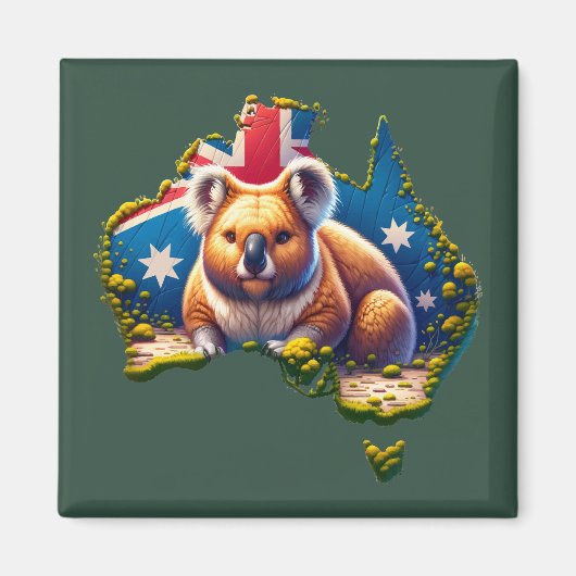 Aimant Carte du drapeau australien Koala Bear (Devant)