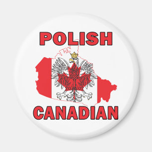 Aimant Carte du drapeau canadien polonais