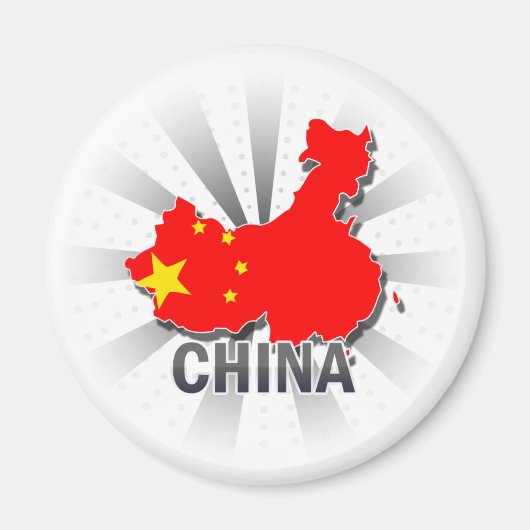 Aimant Carte du drapeau chinois 2.0 (Devant)