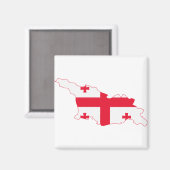 Aimant Carte du drapeau de Géorgie GE (Recto/Verso)