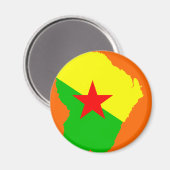 Aimant Carte du drapeau de la Guyane française (Recto/Verso)