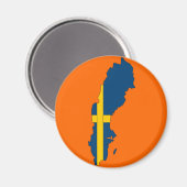 Aimant Carte du drapeau de la Suède (Recto/Verso)