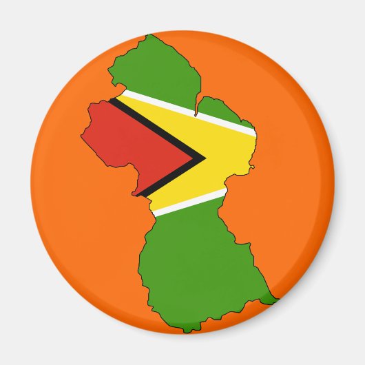 Aimant Carte du drapeau du Guyana (Devant)
