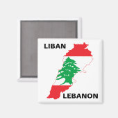 Aimant Carte du drapeau du Liban (Recto/Verso)