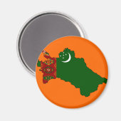 Aimant Carte du drapeau du Turkménistan (Recto/Verso)