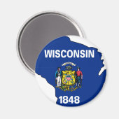 Aimant Carte du drapeau du Wisconsin (Recto/Verso)