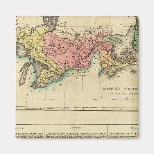 Aimant Carte Du Haut Et Du Bas-Canada (Devant)