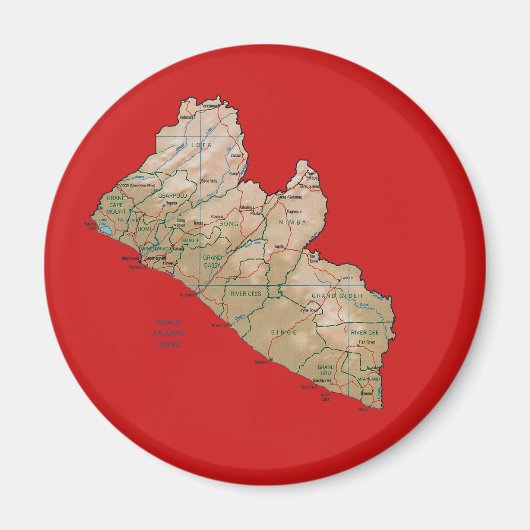 Aimant Carte du Libéria (Devant)