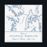 Aimant Carte du Maryland d'Annapolis Destination Mariage<br><div class="desc">Commande rapide et facile ! Ces magnets de carte Annapolis MD font de grands faveurs de mariage en Virginie à inclure dans votre Maryland destination mariage sacs d'accueil. Déplacez le coeur en cliquant sur "Editer à l'aide de l'outil de conception" sous "Personnaliser". Doté d'une carte de l'oeuvre d'Annapolis et de...</div>