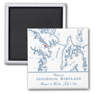 Aimant Carte du Maryland d'Annapolis Destination Mariage 