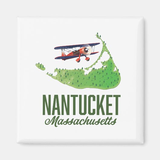Aimant Carte du Massachusetts de Nantucket (Devant)