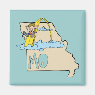 Aimant Carte du Missouri MO avec dessin de Saint Louis Ar