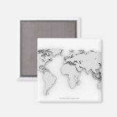 Aimant Carte du monde 3D, image générée par ordinateur (Recto/Verso)