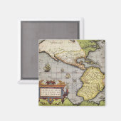 Aimant Carte du monde antique des Amériques, 1570 (Recto/Verso)