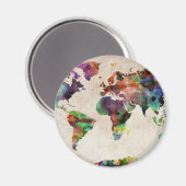 Aimant Carte du monde Aquarelle urbaine (Recto/Verso)