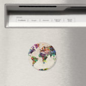 Aimant Carte du monde Aquarelle urbaine (In Situ (Lave-vaisselle))