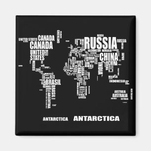 Aimant Carte du monde de typographie