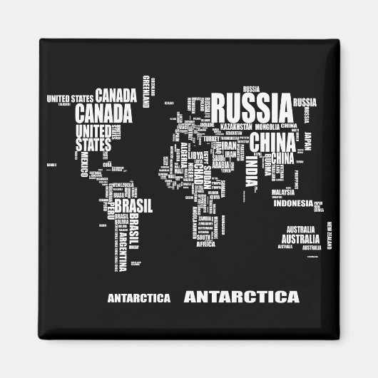 Aimant Carte du monde de typographie (Devant)