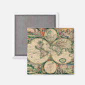 Aimant Carte du monde du XVIIe siècle (Recto/Verso)