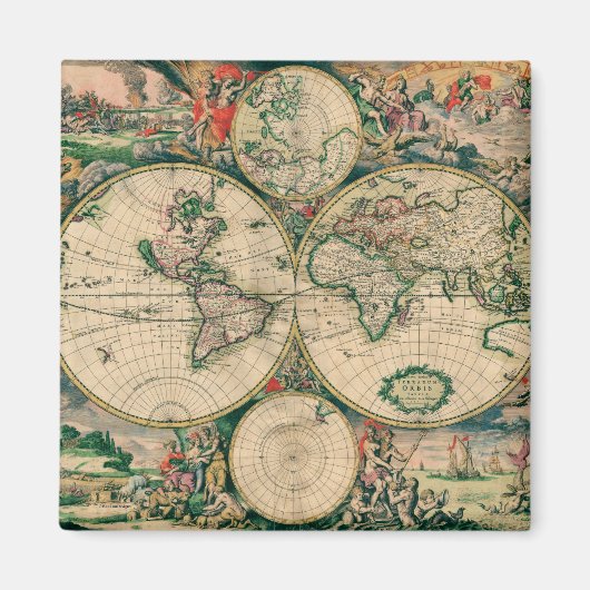Aimant Carte du monde du XVIIe siècle (Devant)