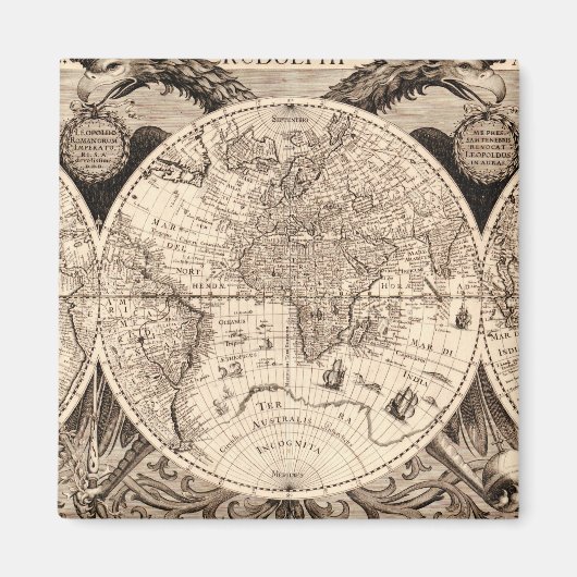 Aimant Carte du monde vintage (Devant)