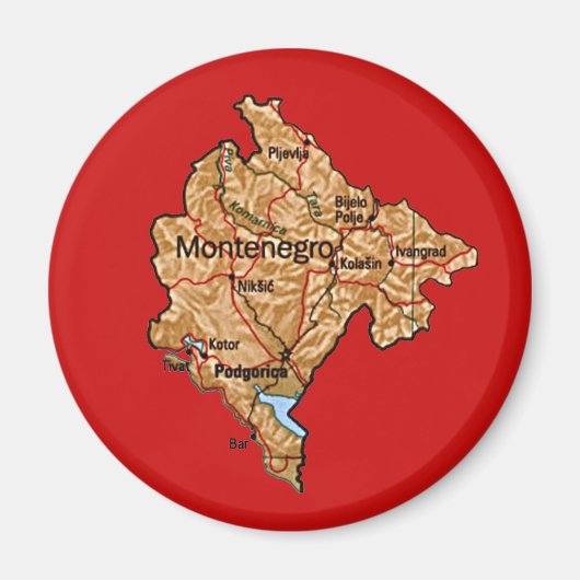 Aimant Carte du Monténégro (Devant)