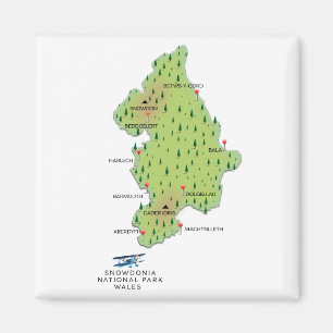 Aimant carte du parc national de Snowdonia, Pays de Galle