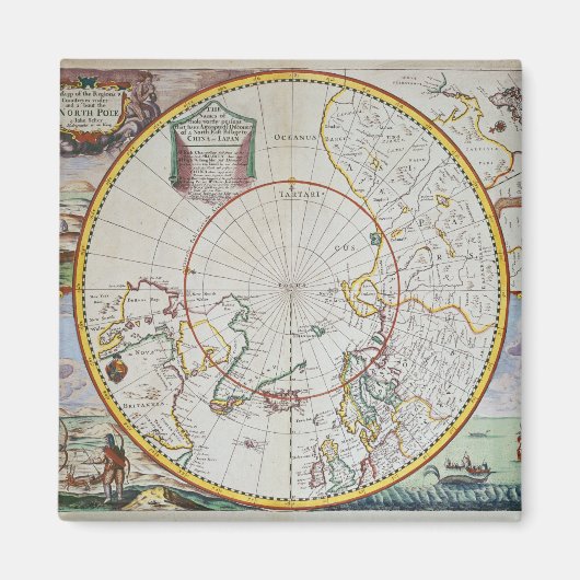 Aimant Carte du pôle Nord (Devant)